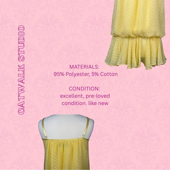 Catwalk Studio | Yellow Sleeveless Drop Waist Bubble Mini Dress | Size M - Picture 5 of 6